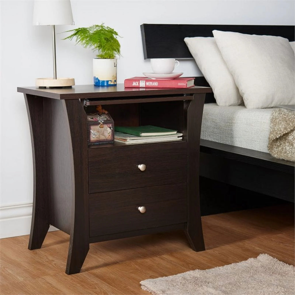 Wood 2-Drawer End Table with Tray in Espresso A162725