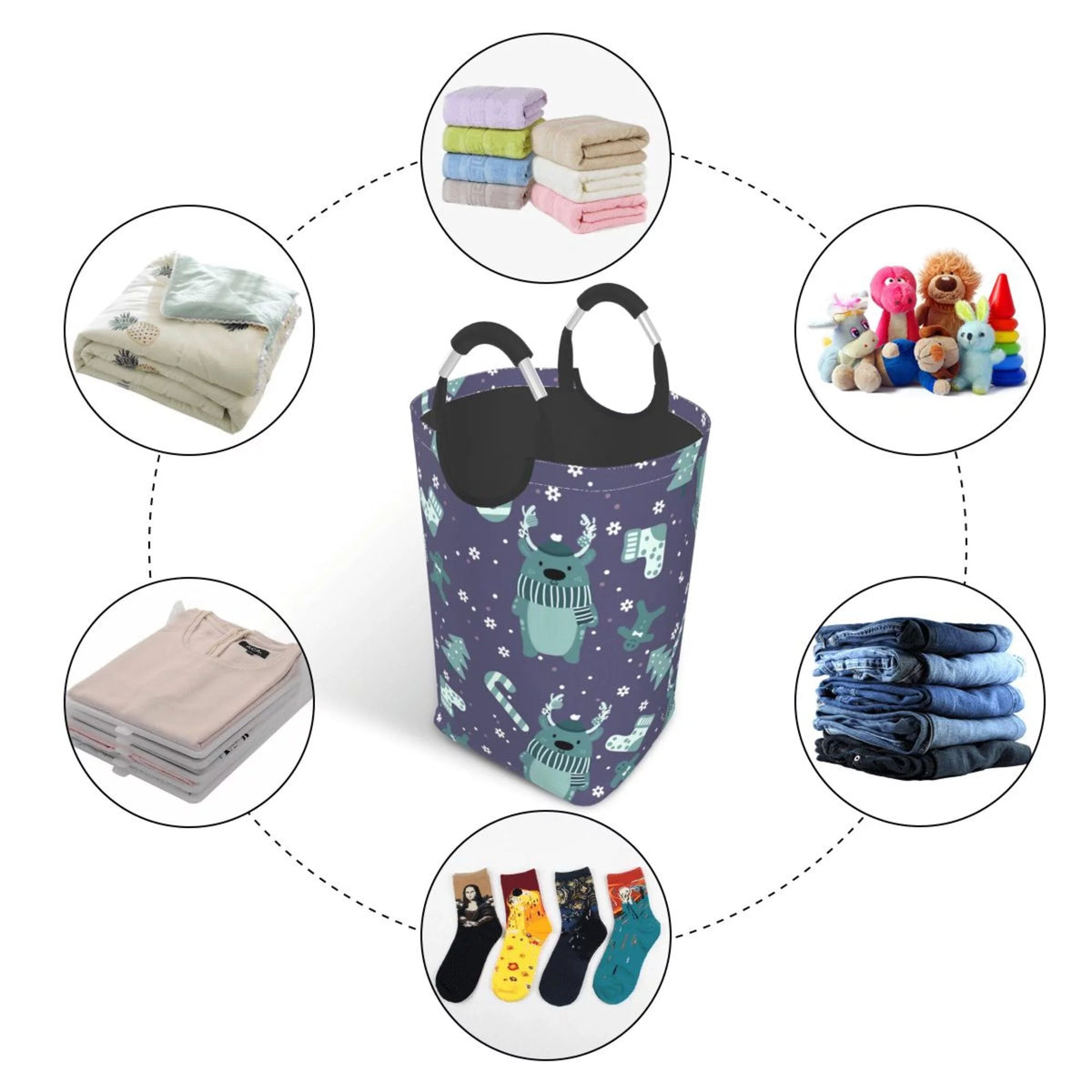 50L Rectangular Laundry Hamper with Aluminum Handles U1089