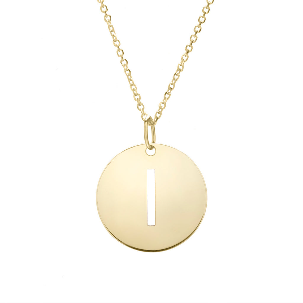 14k Yellow Gold Polished Letter i Necklace With Lobster Clasp 18 Inch V11626