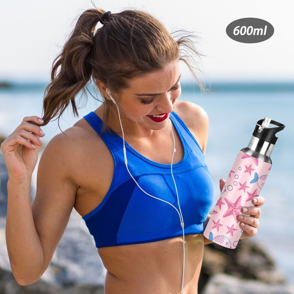 Stainless Steel Insulated Thermos Vacuum Flask Water Bottle with Straw Lid V9613