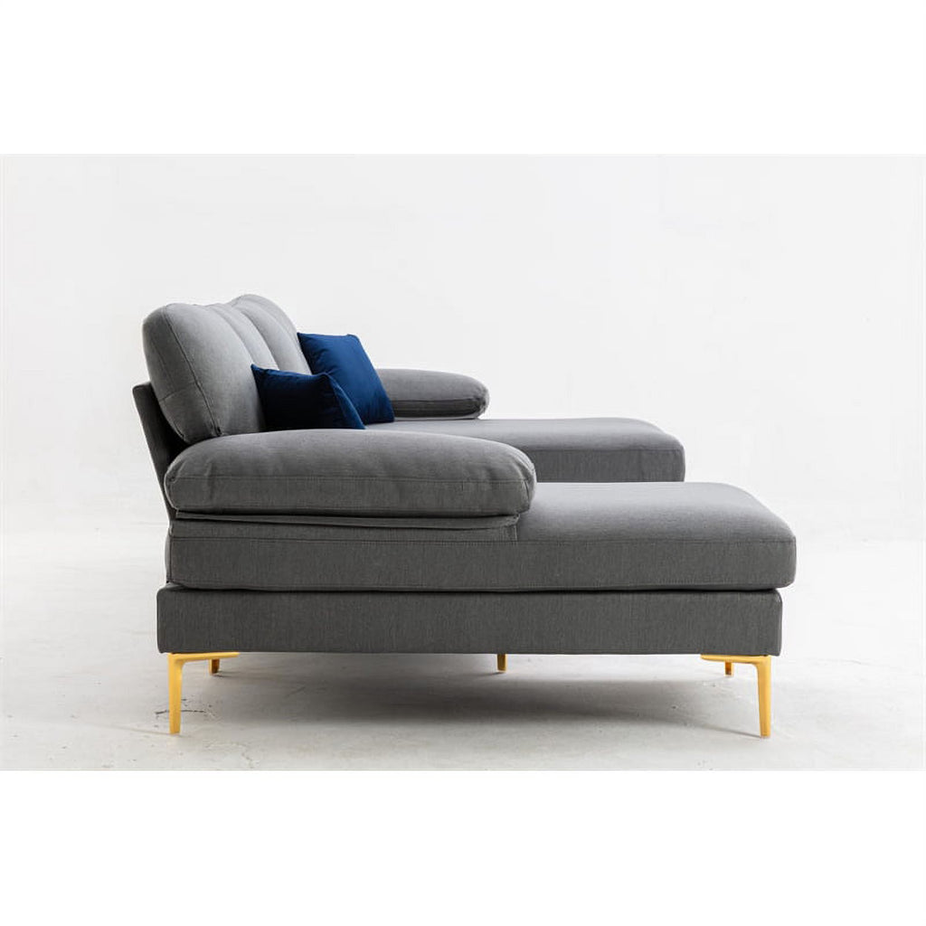 Gray Fabric Linen Blend Sectional Sofa with Chaise L767