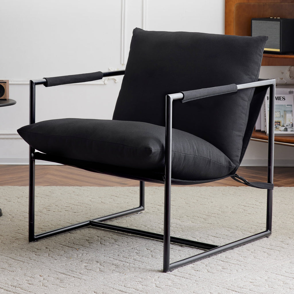 Black Metal Framed Sling Accent Chair Z632485