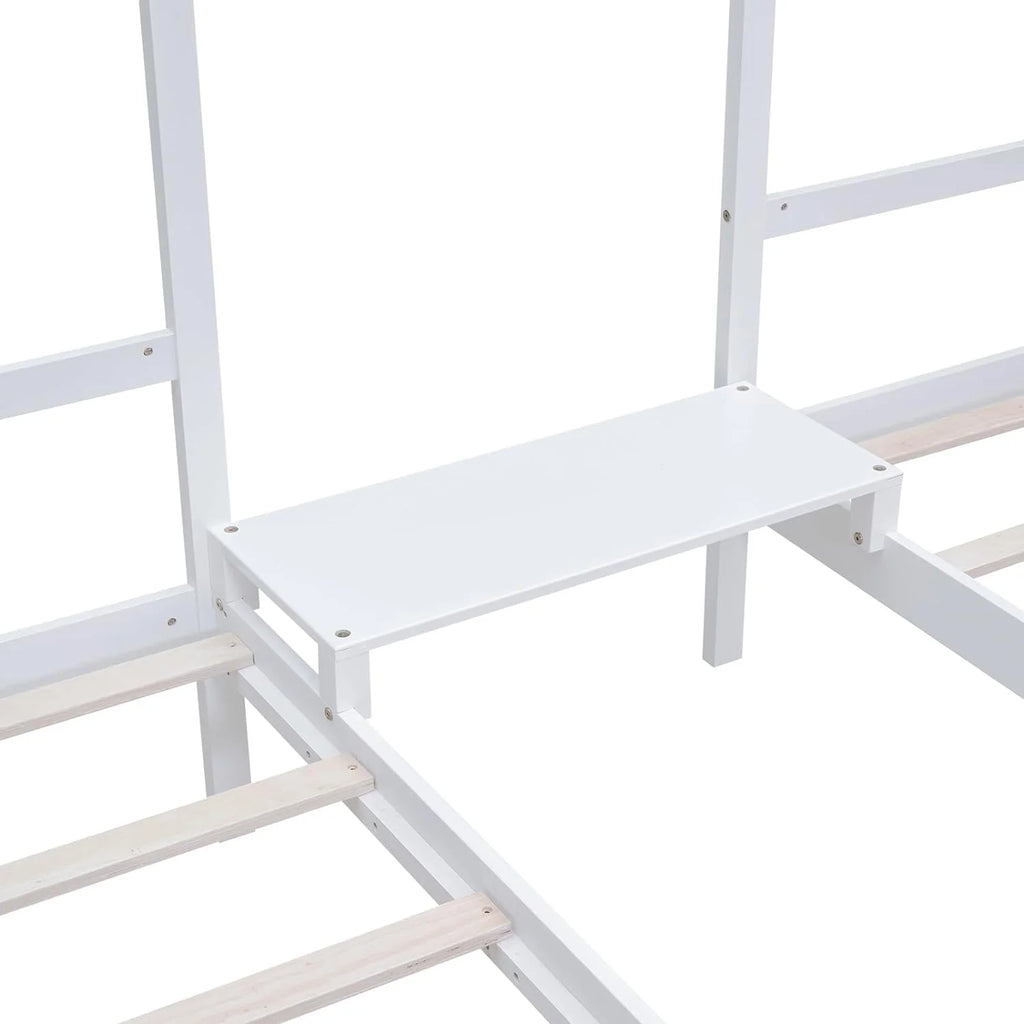Solid Wood White Kids Bed Frame with Rails U163875