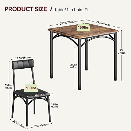 Rustic Brown 3 Piece Dining Table Set H9621