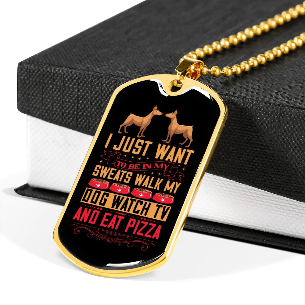 Stainless Steel or 18k Gold Dog Tag Necklace with 24" Chain S392