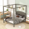 Wood Queen Size Canopy Bed with Headboard M4584
