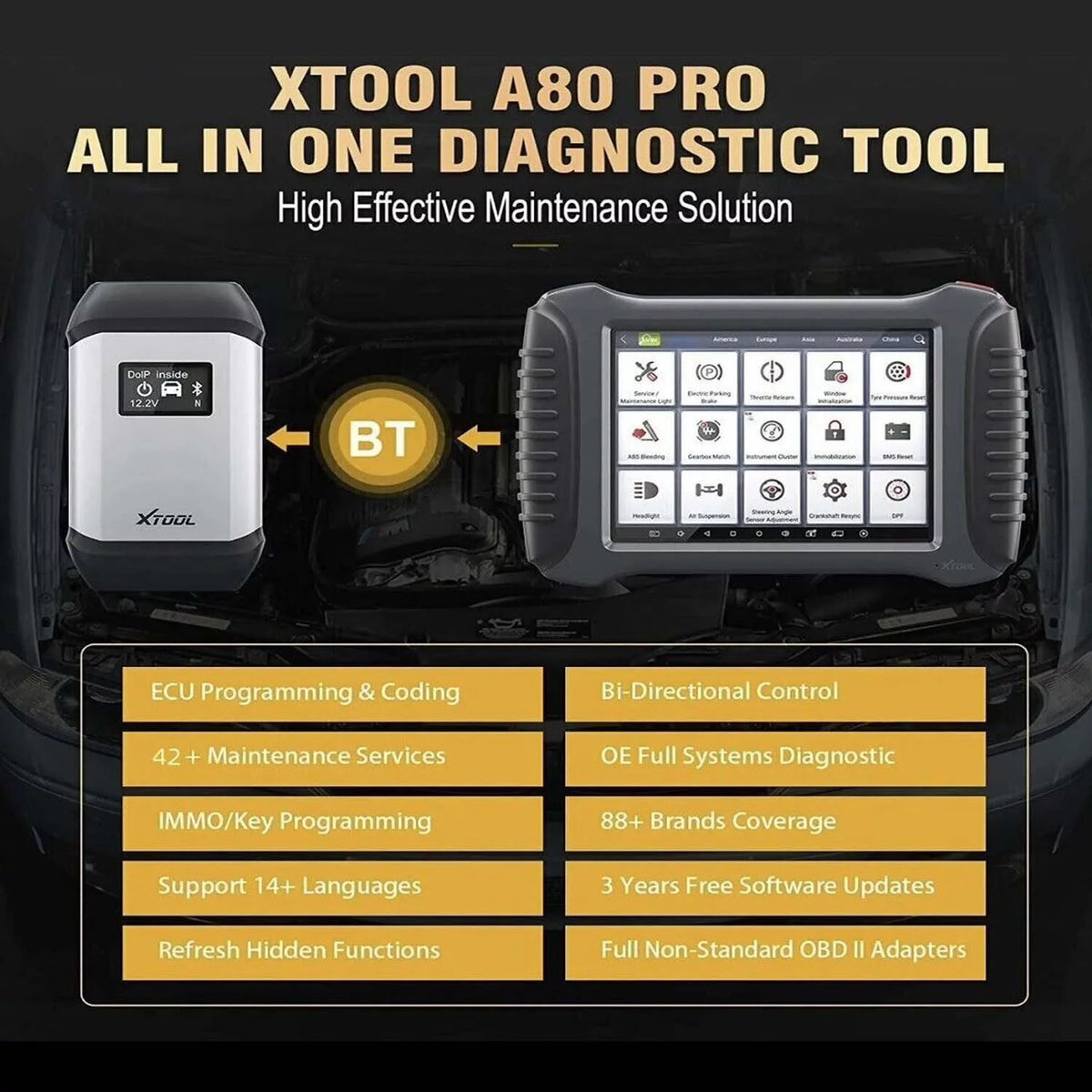 Automotive Diagnostic Scan Tool, Bi-Directional Bluetooth Car Scanner, 42 Services C9126