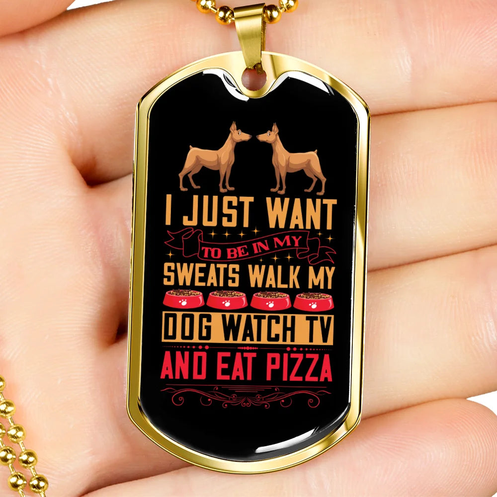Stainless Steel or 18k Gold Dog Tag Necklace with 24" Chain S392
