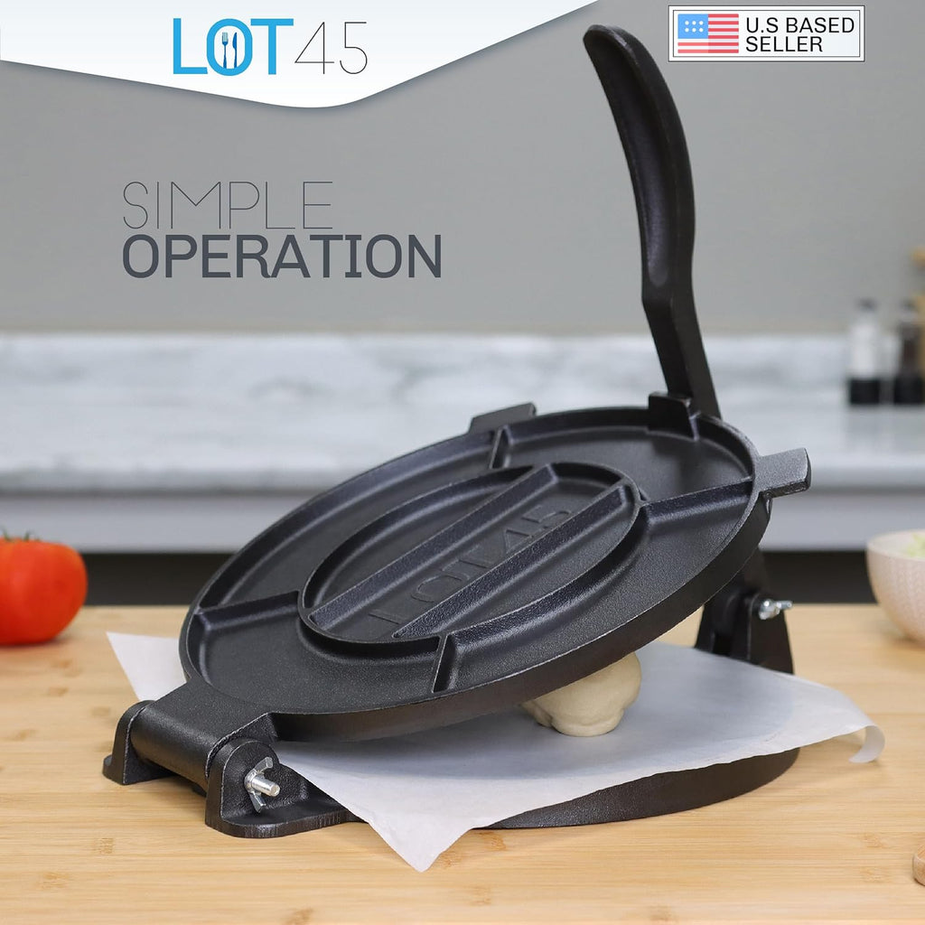 Cast Iron Tortilla Press with 50 Parchment Paper U8239