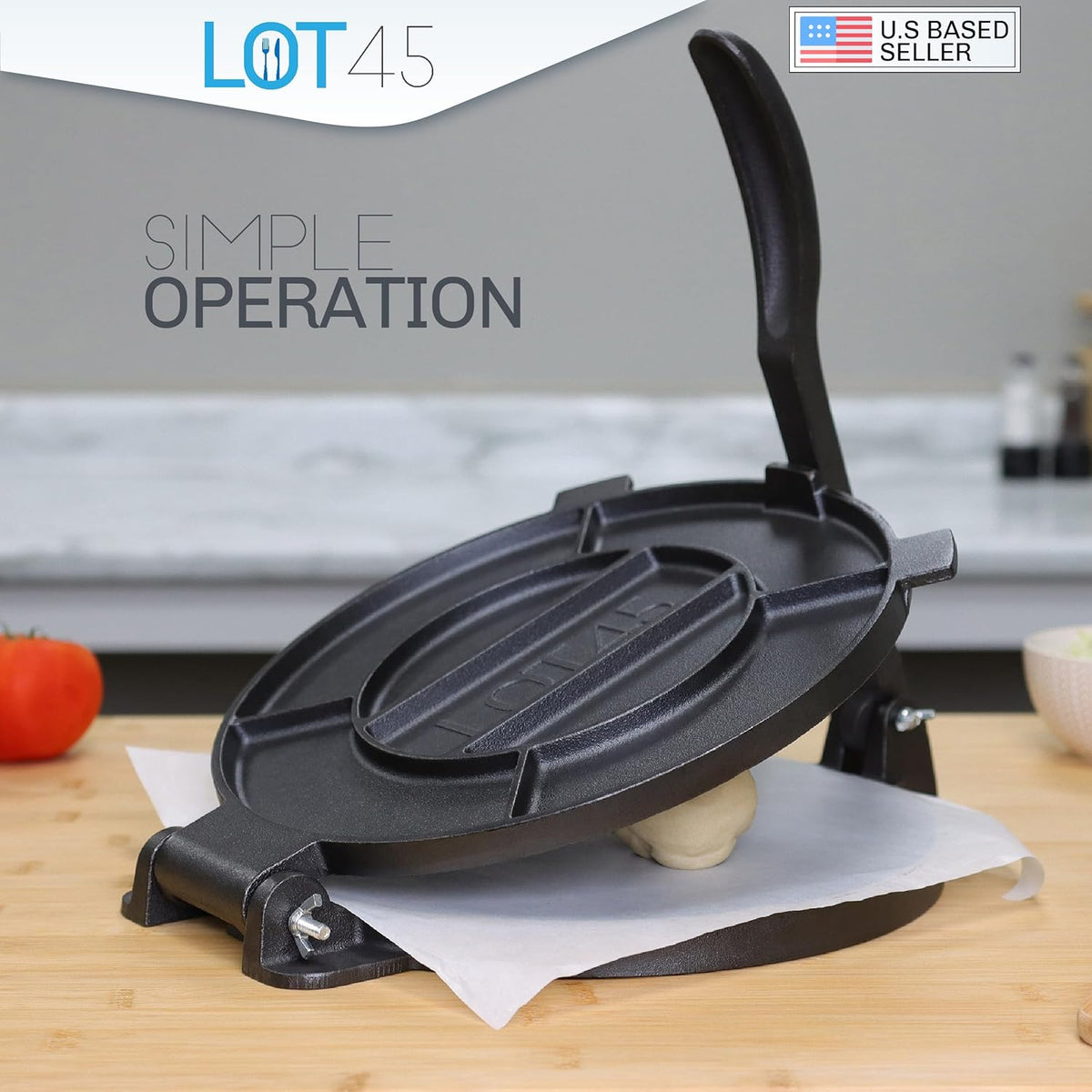 Cast Iron Tortilla Press with 50 Parchment Paper U8239