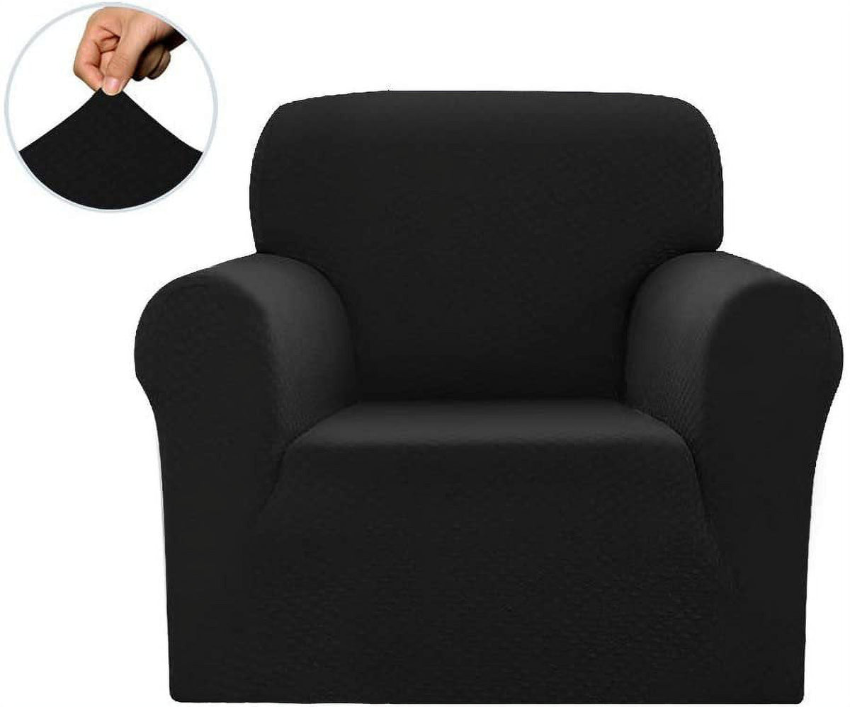 Black Polyester Spandex 3pc SlipCover Set for Sofa Loveseat Couch O5152