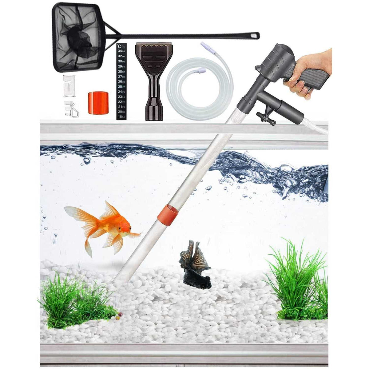 Aquarium Gravel Cleaner Vacuum Fish Net Kit O6071