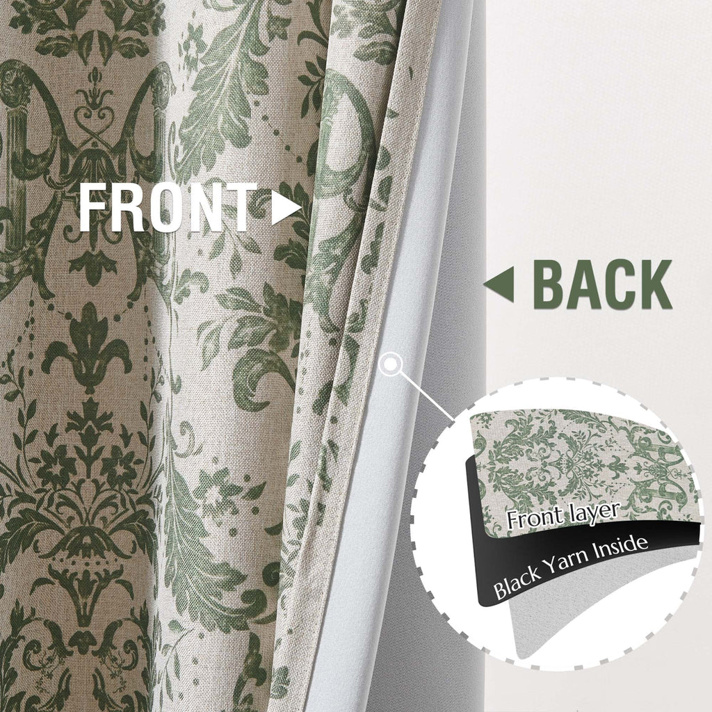 84 inches Greyish Beige Faux Linen Room Darkening Curtains 2 Panels L486