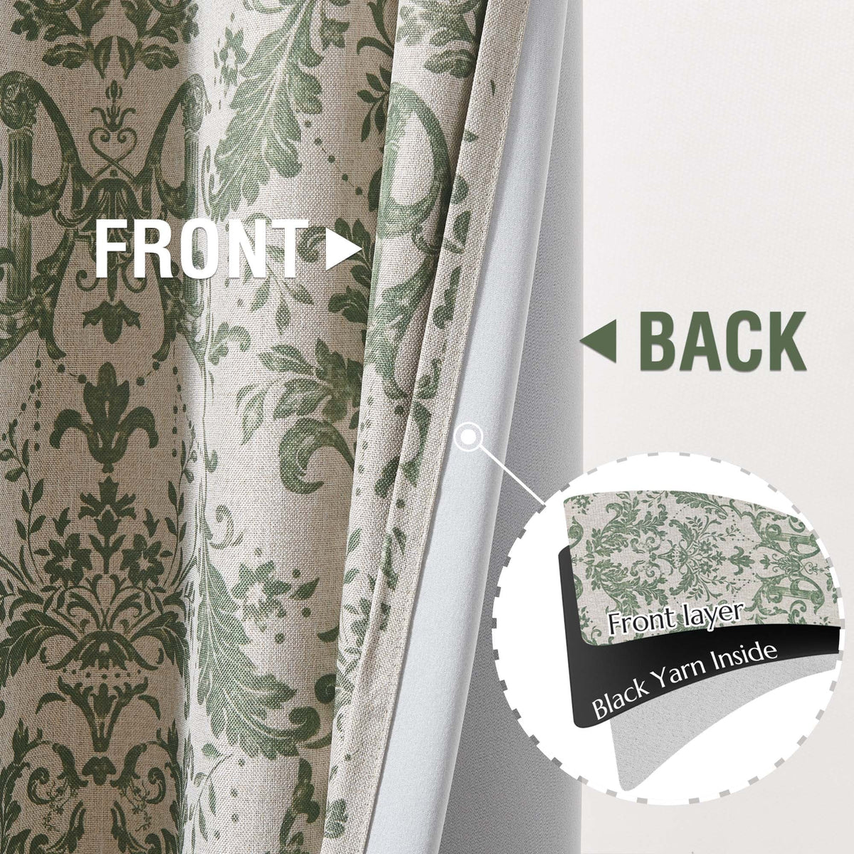 84 inches Greyish Beige Faux Linen Room Darkening Curtains 2 Panels L486