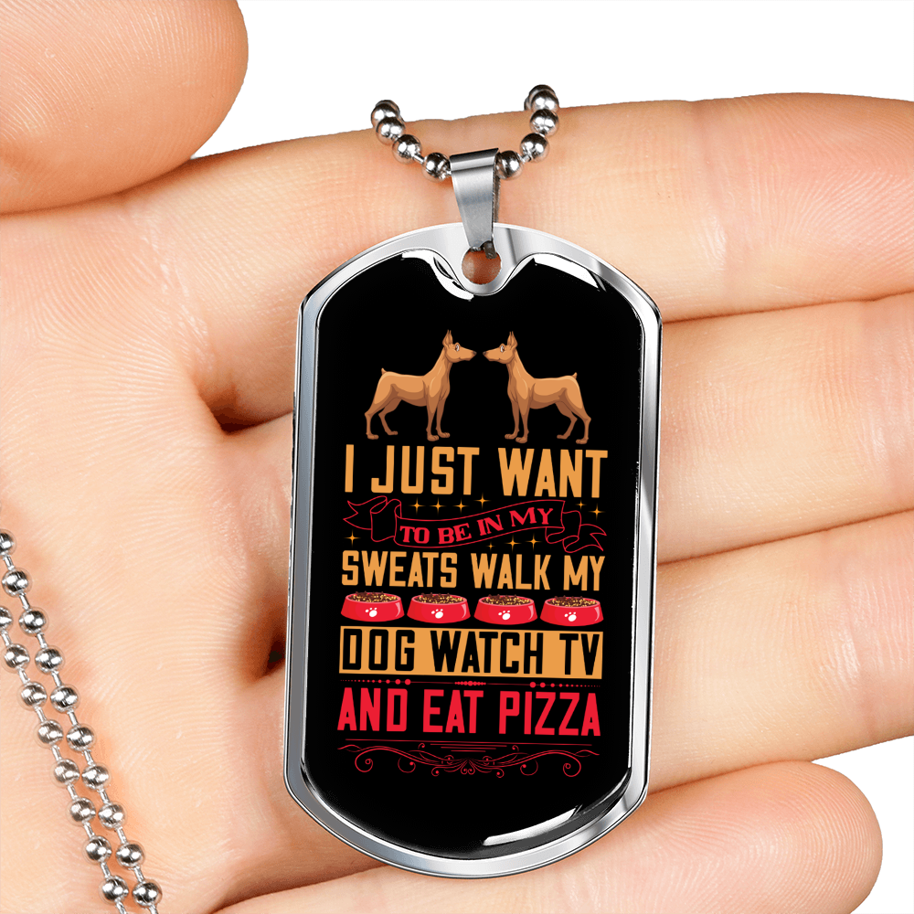 Stainless Steel or 18k Gold Dog Tag Necklace with 24" Chain S392