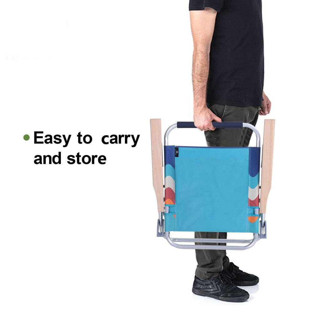 2-Piece Low Folding Adjustable Beach Chairs with Cooler Bag O349