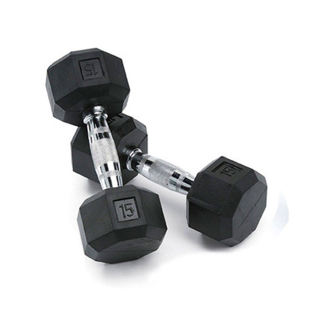 15-Pound Rubber Dumbbells (Pair) B2979