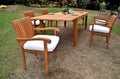 7 Pc Teak Dining Set with Rectangle Table and 6 Stacking Arm Chairs F5128