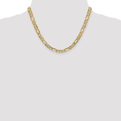 14kt Yellow Gold 6mm Open Figaro Chain 18 inch Lobster Clasp V7804