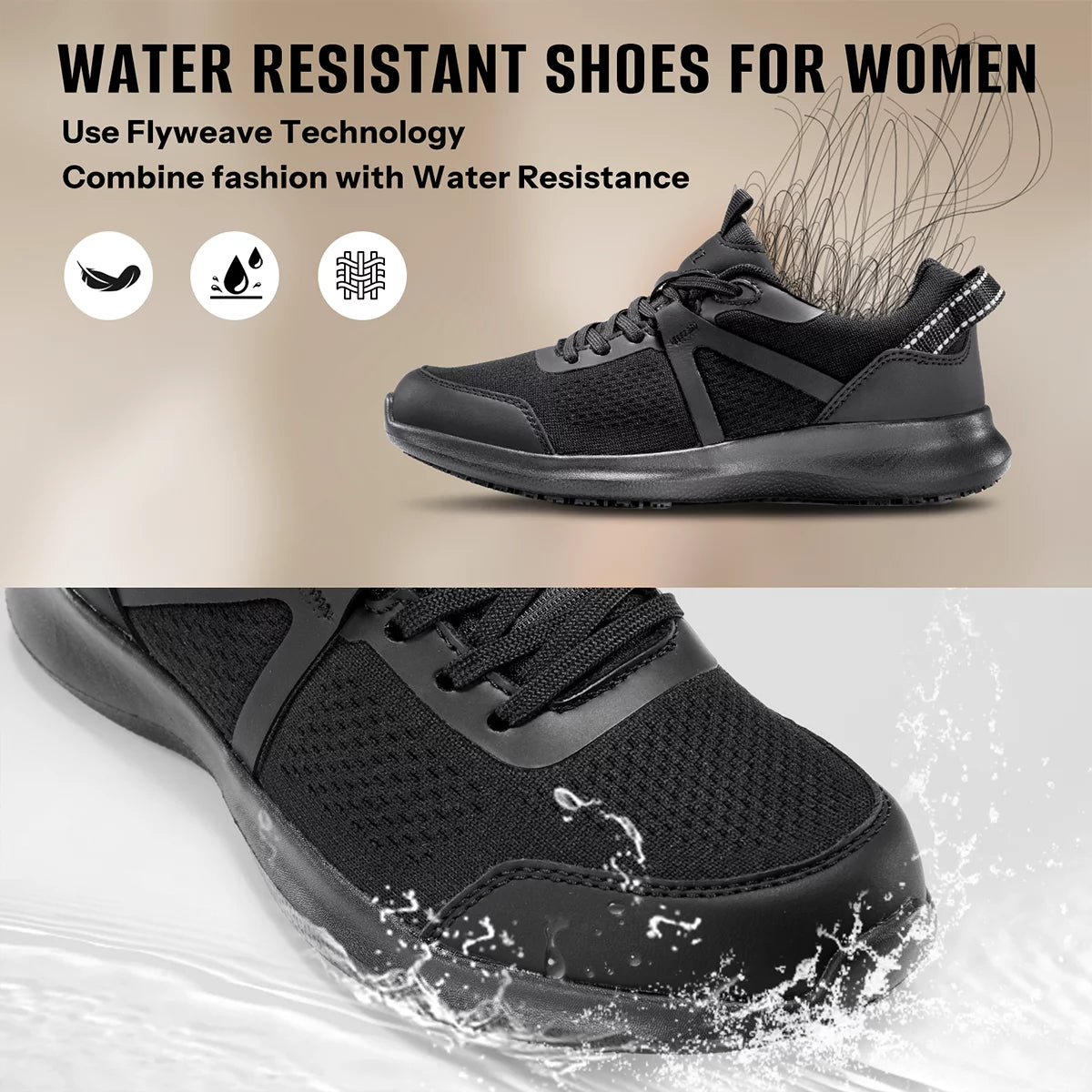 Black Slip Resistant Waterproof Work Shoes J391