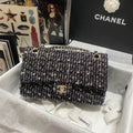 Navy Blue Multicolor Glittered Tweed Bag A347