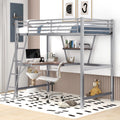 Twin Size Metal Loft Bed with Desk and Storage Shelf W384