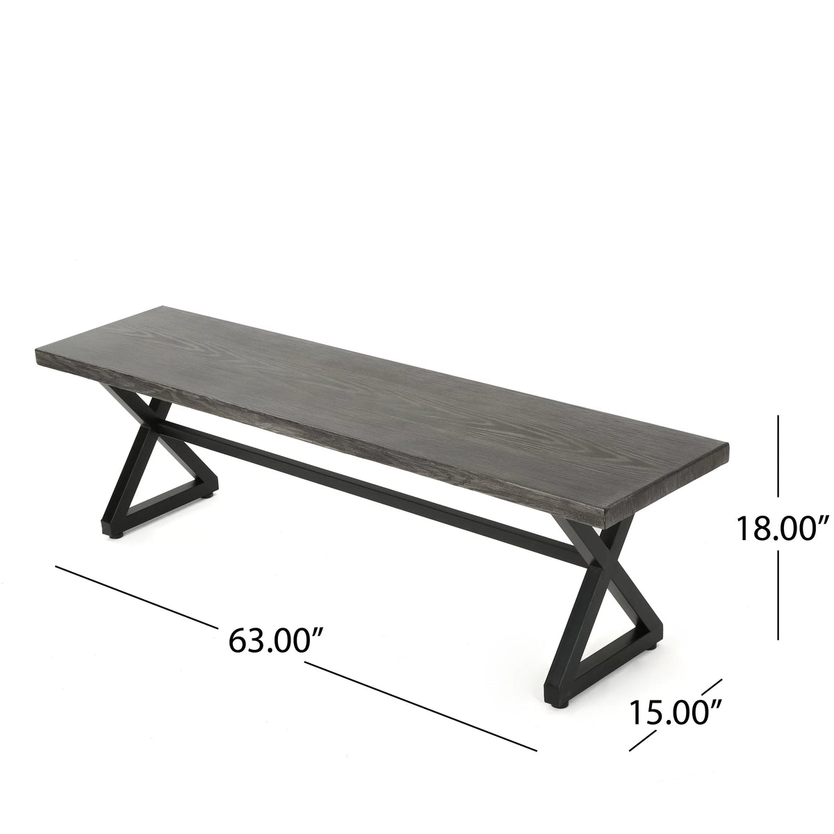 Gray Outdoor Aluminum Dining Bench W791516