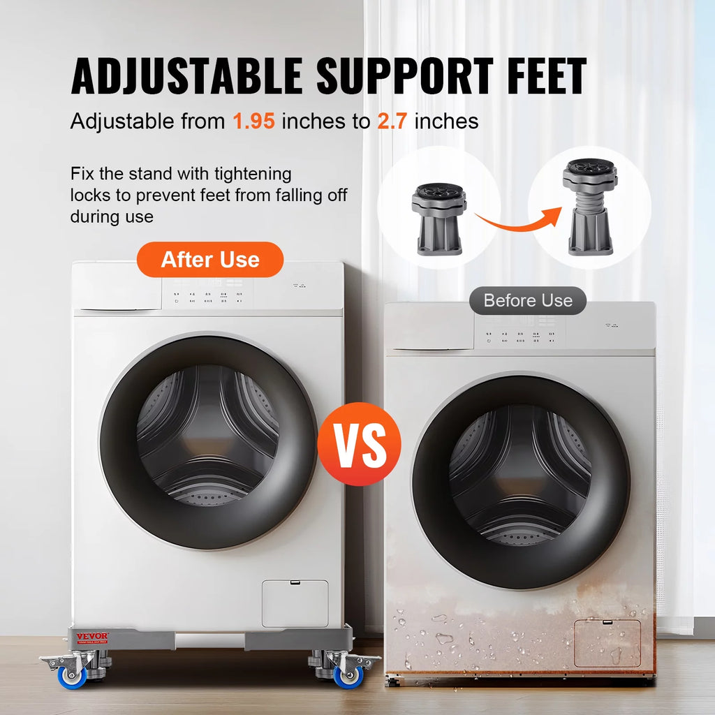 Adjustable Washing Machine Stand 400 lbs 4 Wheels H569024