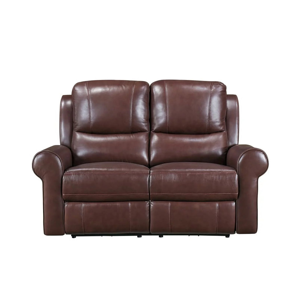 Brown Leather Match Power Double Reclining Love Seat T233897