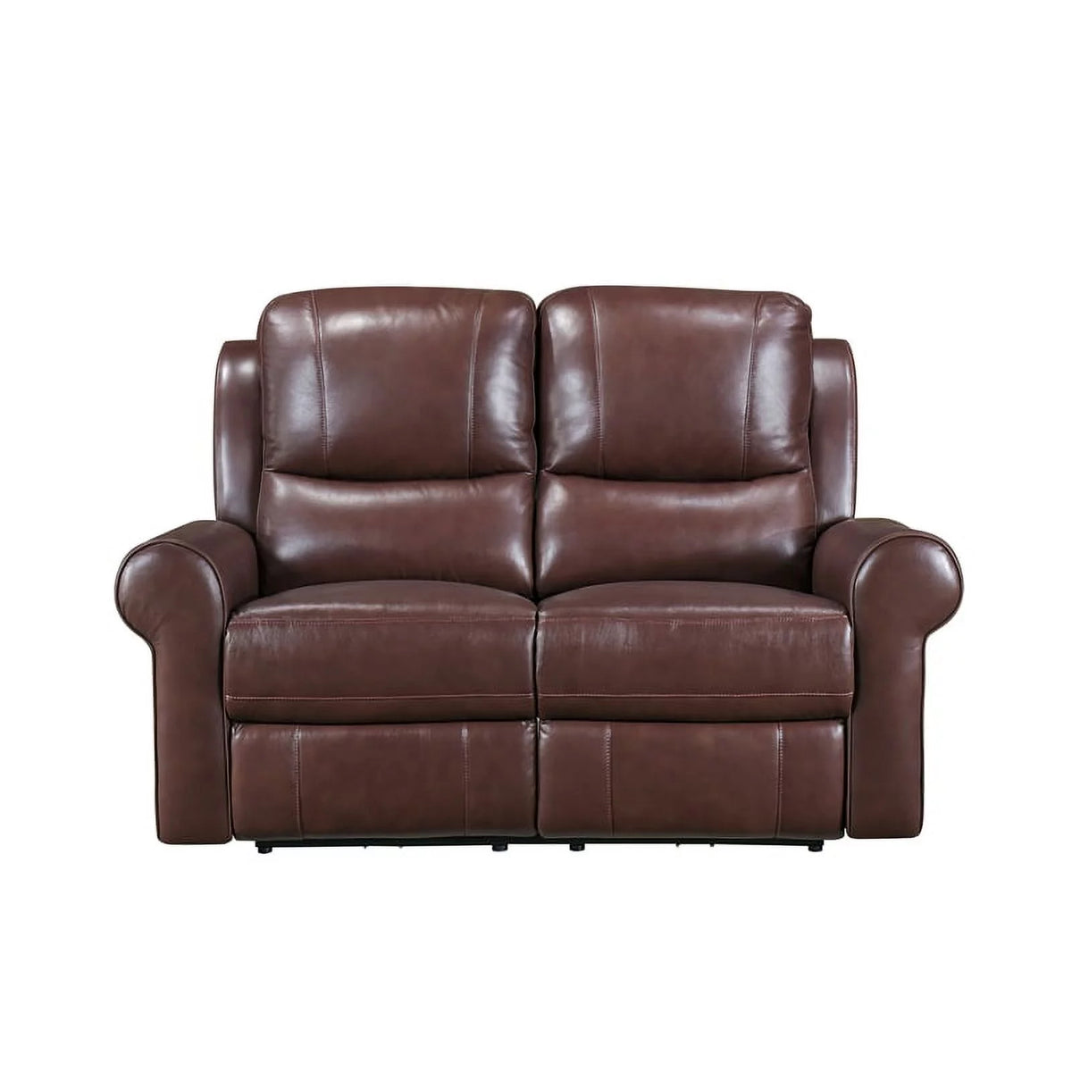 Brown Leather Match Power Double Reclining Love Seat T233897