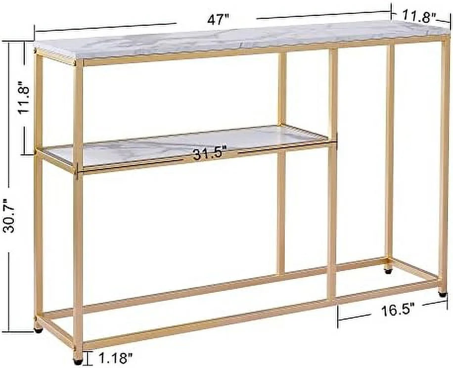Narrow White Marble Console Table 47 inch P4745