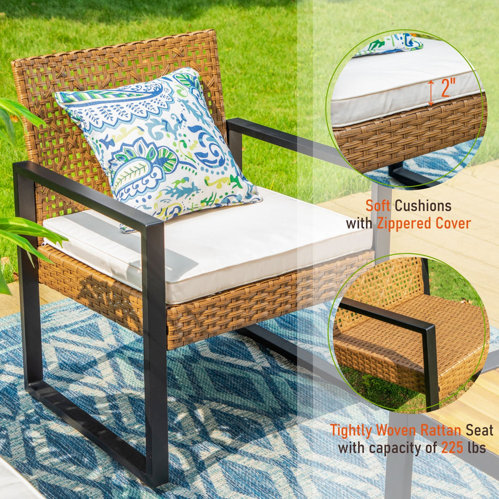 Beige 4 Piece Wicker Outdoor Conversation Set M794