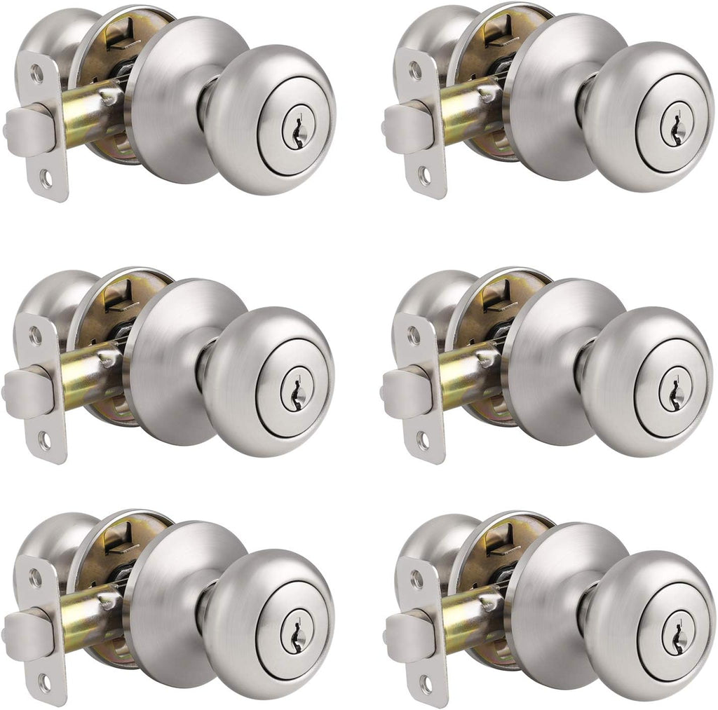 5 Pack Brushed Nickel Keyless Privacy Door Knobs T791423