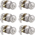 5 Pack Brushed Nickel Keyless Privacy Door Knobs T791423