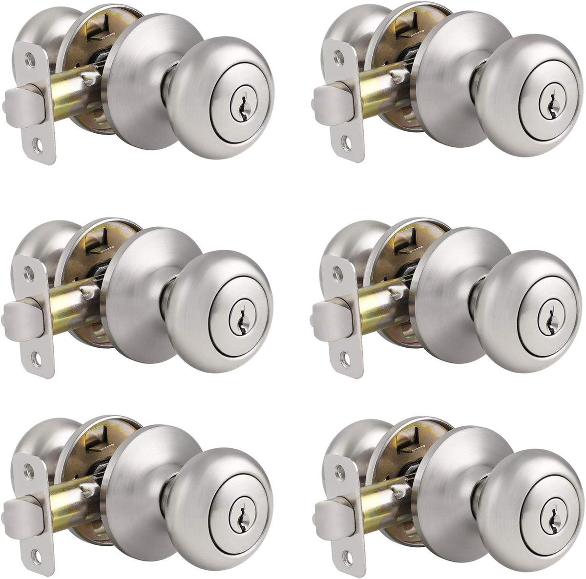 5 Pack Brushed Nickel Keyless Privacy Door Knobs T791423