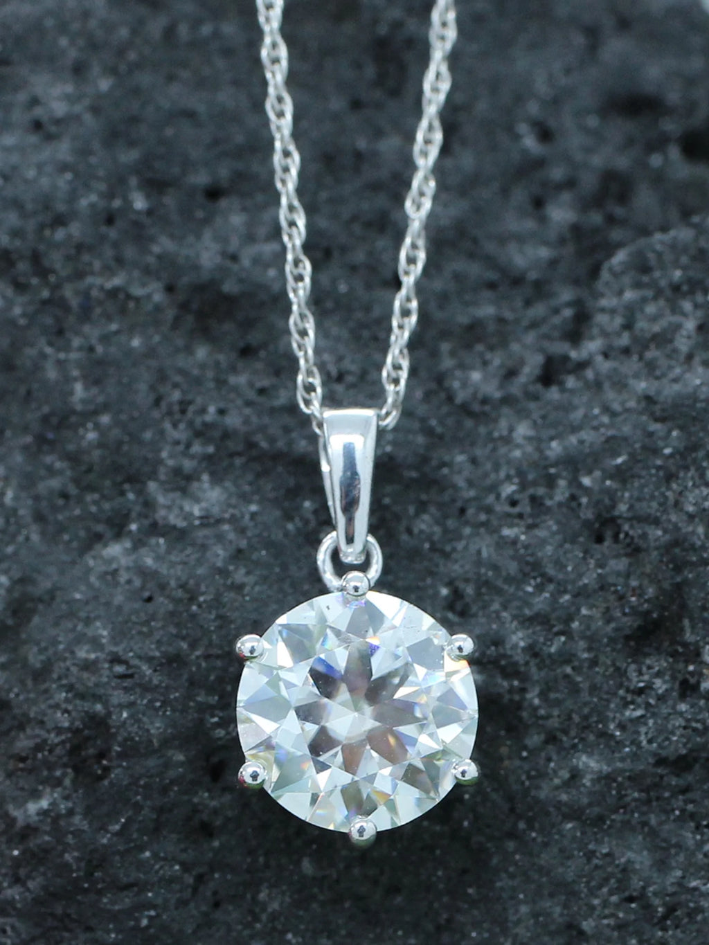 18K White Gold Over Sterling Silver Moissanite Pendant Necklace A32295