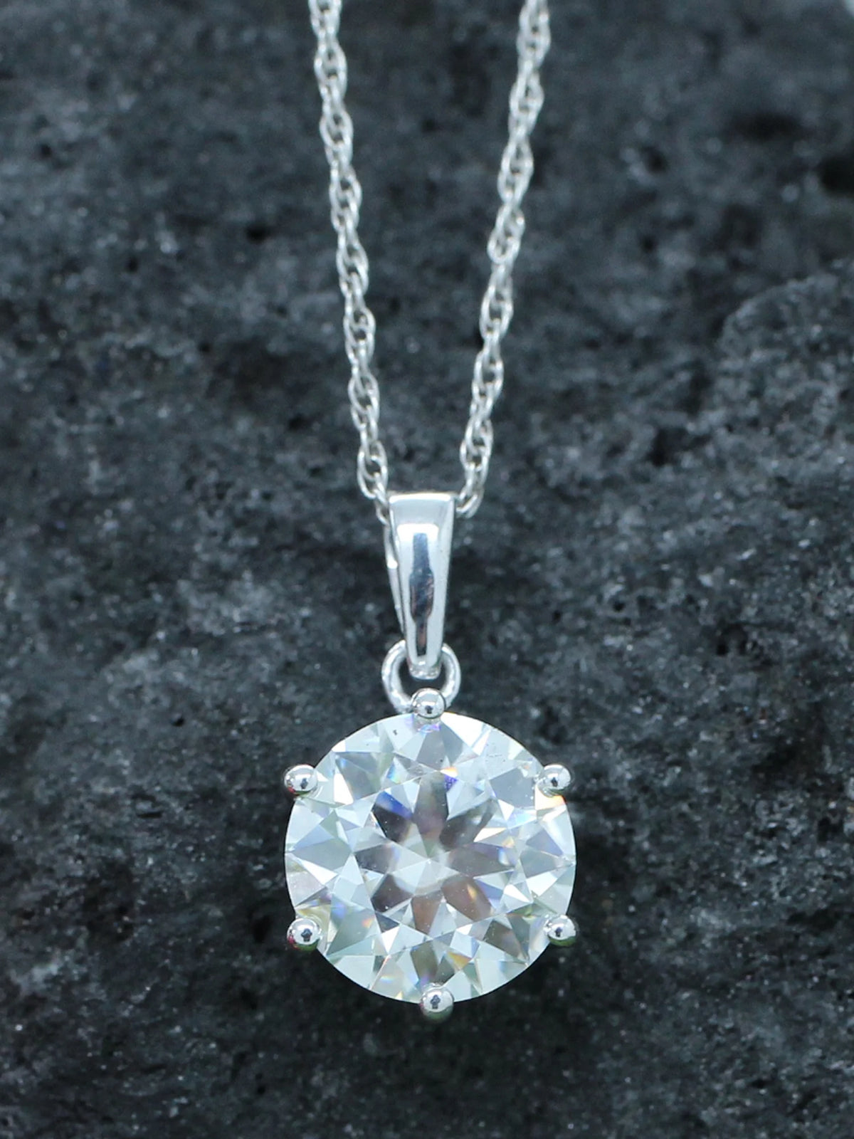 18K White Gold Over Sterling Silver Moissanite Pendant Necklace A32295