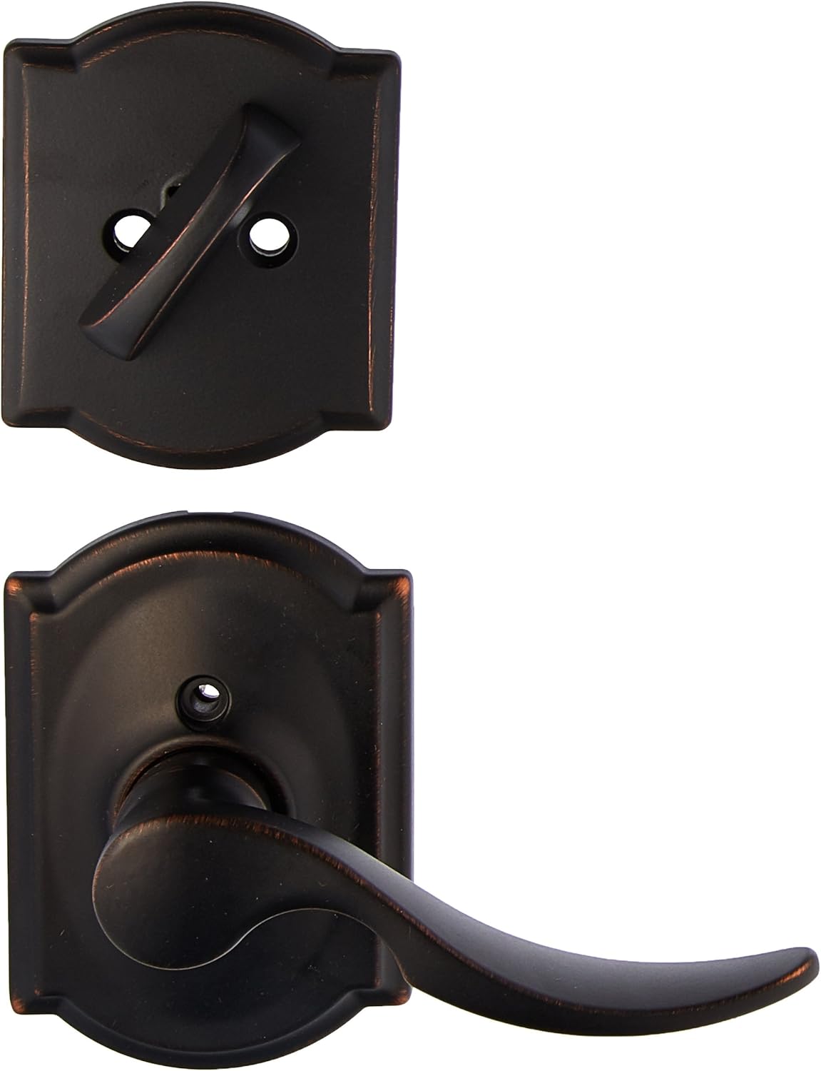 Aged Bronze Interior Lever Set with Single Cylinder Deadbolt Pack of 2 O423374