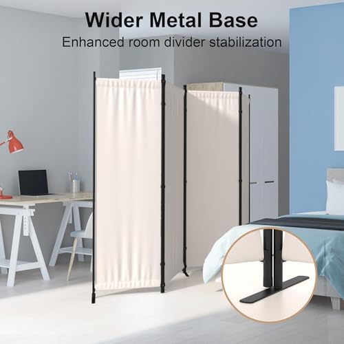 4 Panel Folding Privacy Screen Room Divider with 3 Metal Feet I7974