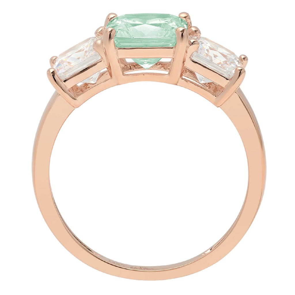 18k Rose Gold 3 Stone Moissanite Ring Size 3.5 J9621