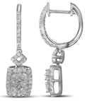 14K White Gold Square Earrings with 0.82 CT Diamonds Y77315