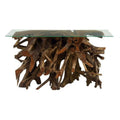 Teak Glass Console Table Y993853