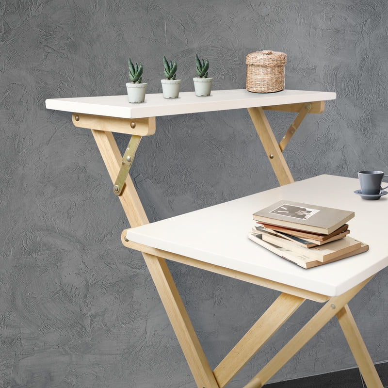 Solid Wood 2-tier Folding Laptop Desk L361