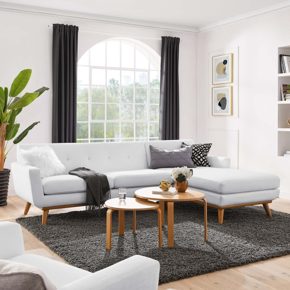 White Upholstered Sectional Sofa X279