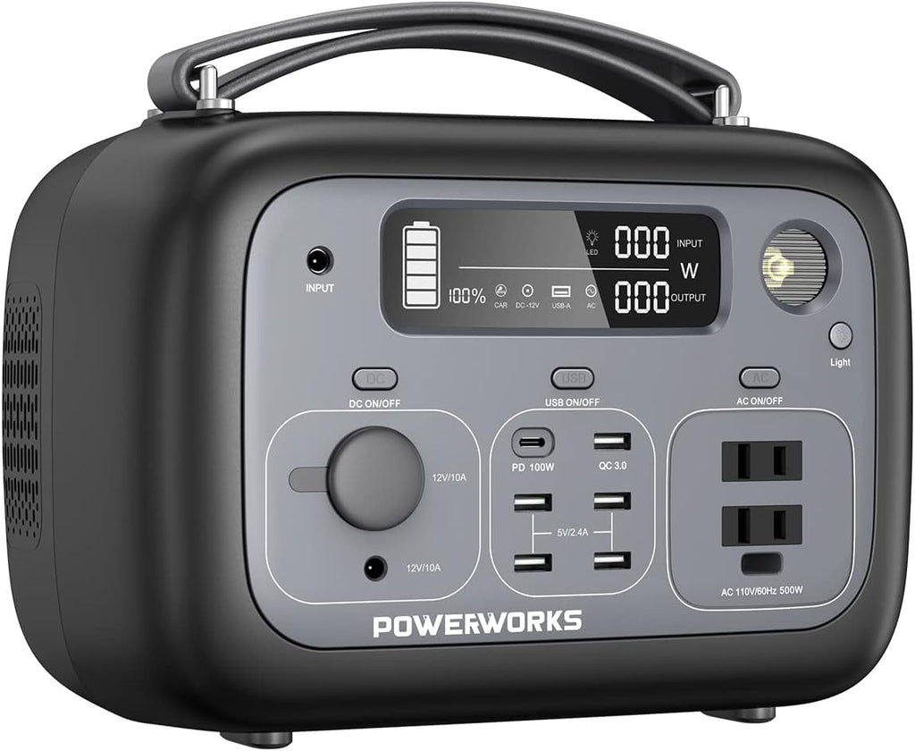 Portable Power Station 540Wh 500W 10-Port with 2 AC Outlets L75472
