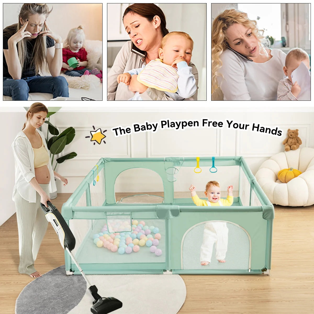 63x63'' Gray Baby Playpen A546809