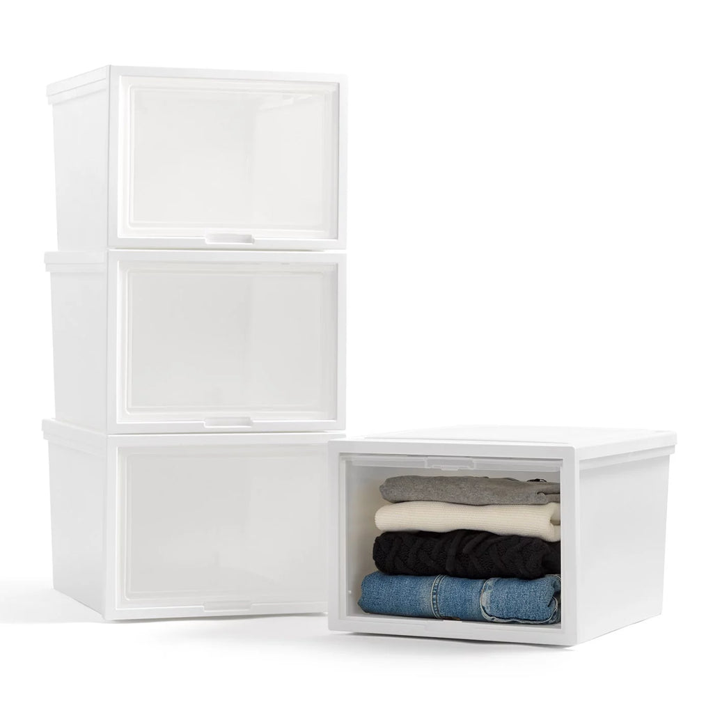 42 Qt. Stackable Plastic Storage System, 4 Pack, White I40283