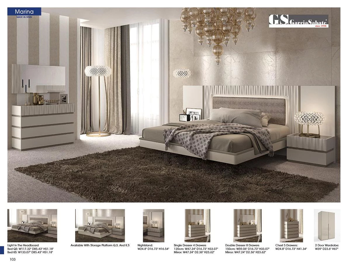 Taupe Mat & Gloss 5 Drawer Chest K7306
