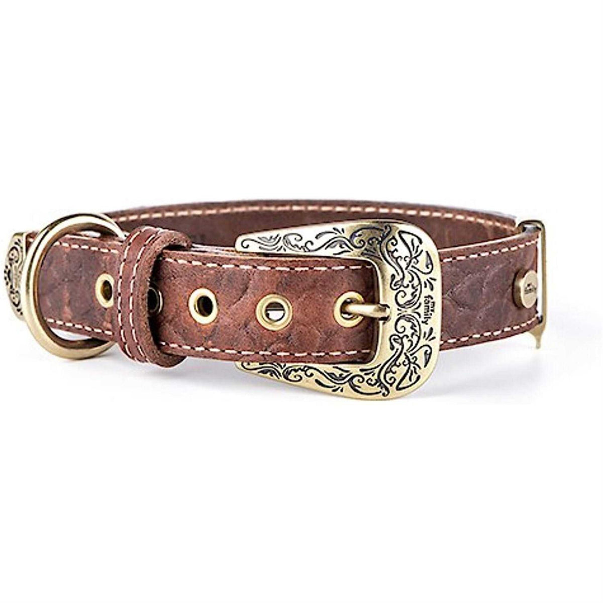 Genuine Embossed Italian Leather Dog Collar I957