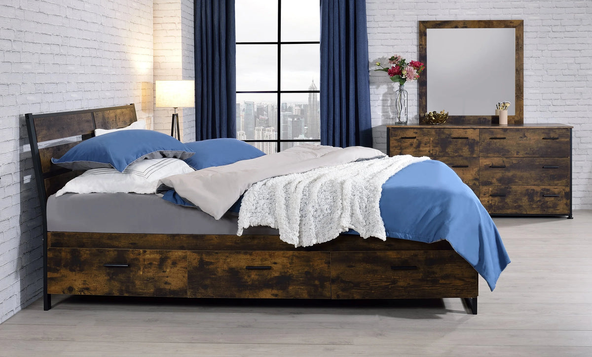 Eastern King Bed with Storage Oak K40628